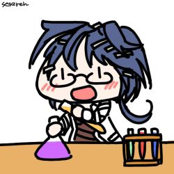 Rule 34 | 1girl, animated, animated gif, chemicals, flask, glasses, lab coat, laboratory, lowres, open mouth, seseren, short hair
