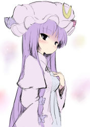 Rule 34 | 1girl, blush, coo (coonekocoo), crescent, female focus, hand on another&#039;s chest, hand on own chest, hat, long hair, patchouli knowledge, purple hair, solo, touhou