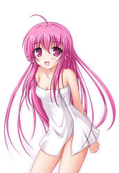 Rule 34 | 10s, 1girl, angel beats!, asakura ryou (minazukitei), highres, long hair, naked towel, pink eyes, pink hair, solo, towel, yui (angel beats!)