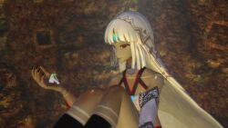 Rule 34 | 1boy, 1girl, 3d, altera (fate), dark skin, fate/extella, fate/extra, fate (series), giant, giantess, highres, kishinami hakuno (male), long hair, looking at another, nail polish, red eyes, screencap, white hair