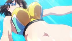 Rule 34 | 10s, 1girl, animated, animated gif, bouncing breasts, breasts, brown hair, closed eyes, kandagawa jet girls, large breasts, namiki rin, navel, open mouth, short hair, solo