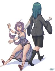 absurdres bernadetta_von_varley byleth_(female)_(fire_emblem) byleth_(fire_emblem) caprednahu dancer_(fire_emblem:_three_houses) dragging fire_emblem fire_emblem:_three_houses highres nintendo tagme