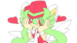 Rule 34 | 1girl, animal ears, blush stickers, breasts, green hair, hat, heart, leotard, mad rat dead, mouse (animal), mouse ears, mouse girl, nippon ichi, rat god, red eyes, tie clip, wings, wrist cuffs