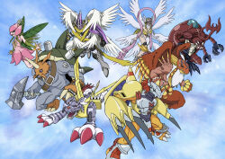 angel angel_boy angel_girl angewomon armor atlurkabuterimon atlurkabuterimon_(red) digimon digimon_(creature) digimon_adventure garudamon highres holyangemon lilimon metalgreymon weregarurumon zudomon