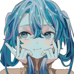 Rule 34 | 1girl, absurdres, closed mouth, hatsune miku, highres, looking up, solo, tagme, vocaloid, white background