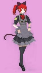 Rule 34 | animal ears, bad id, bad pixiv id, maid, ponytail, red eyes, red hair, sharekoube, solo, tail, thighhighs