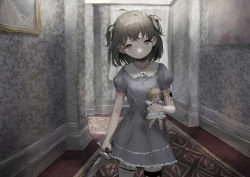 Rule 34 | 1girl, absurdres, benikusochan, choker, doll, dress, expressionless, female focus, highres, holding, holding knife, indoors, knife, looking at viewer, original, solo, tattoo, two side up