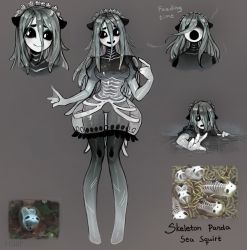 Rule 34 | 1girl, animal ears, artist name, bad id, bad tumblr id, black sclera, breasts, bright pupils, brown background, bubble skirt, character sheet, colored sclera, colored skin, commentary, d:, english commentary, english text, female focus, full body, gradient skin, grey background, grey hair, hair between eyes, highres, large breasts, long hair, looking away, looking to the side, matilda fiship, medium breasts, monster girl, multicolored skin, multiple views, no feet, open mouth, original, partially submerged, personification, photo-referenced, photo inset, pointing, pointing at self, reaching, reaching towards viewer, reference inset, reference photo, ribs, see-through, short eyebrows, simple background, skirt, smile, standing, thick eyebrows, transparent, water, webbed hands, wet, white pupils