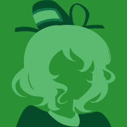 Rule 34 | 1girl, green background, green hair, green theme, hat, highres, long hair, maskin mei, no lineart, portrait, silhouette, simple background, soga no tojiko, solo, tate eboshi, touhou, vector art