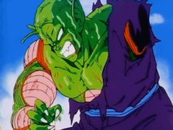 Rule 34 | 1980s (style), 1boy, animated, animated gif, antennae, blue sky, colored skin, dragon ball, green skin, lowres, male focus, oldschool, piccolo, regeneration, retro artstyle, sky, slime, sweat, white eyes
