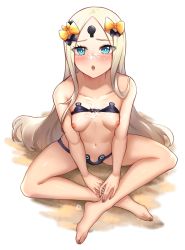 Rule 34 | 1girl, :o, abigail williams (fate), abigail williams (swimsuit foreigner) (fate), abigail williams (swimsuit foreigner) (first ascension) (fate), bare shoulders, bikini, black bikini, black bow, black nails, blonde hair, blue eyes, blush, bow, breasts, breasts out, collarbone, cum, cum on body, cum on breasts, cum on upper body, facial, facial mark, fate/grand order, fate (series), forehead mark, full body, hair bow, highres, hua-j, long hair, looking at viewer, nail polish, navel, nipples, open mouth, orange bow, parted bangs, sidelocks, signature, sitting, small breasts, solo, spread legs, stomach, strapless, strapless bikini, swimsuit, toenail polish, toenails, very long hair