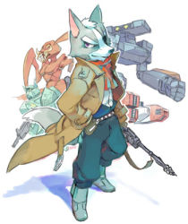 Rule 34 | 1boy, aporoid, coat, eyepatch, furry, furry male, gloves, gun, lowres, male focus, nemurism, nintendo, red eyes, rifle, robot, solo, star fox, tail, trench coat, weapon, wolf o&#039;donnell
