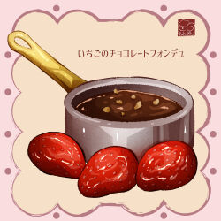 Rule 34 | artist logo, chocolate, food, food focus, fruit, highres, no humans, nut (food), original, saucepan, strawberry, yuki00yo