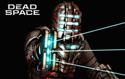 Rule 34 | 1boy, armor, black background, blood, blood on clothes, blood splatter, copyright name, dead space, full armor, gun, hand up, highres, holding, holding gun, holding weapon, isaac clarke, jazz jack, laser, laser pointer projection, plasma cutter, power suit, simple background, solo, spacesuit, standing, upper body, weapon