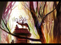 Rule 34 | antlers, bird, forest, horns, lack, letterboxed, nature, oni, original, scenery