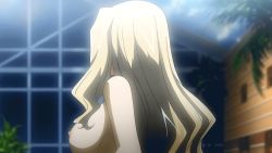 Rule 34 | 1girl, animated, animated gif, blonde hair, blue eyes, bouncing breasts, breasts, elizabeth mably, freezing (series), large breasts, long hair, nipples, solo, topless