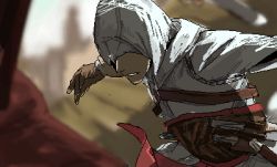 Rule 34 | 1boy, altair ibn la-ahad, assassin, assassin&#039;s creed, assassin&#039;s creed (series), gloves, hood, knife, lowres, male focus, oekaki, robe, solo, tanu, vambraces, weapon