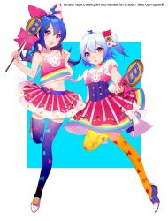 Rule 34 | + +, 2girls, ahoge, alternate costume, artist name, bili girl 22, bili girl 33, bilibili, blue hair, blush, bow, breasts, copyright name, hair bow, long hair, looking at viewer, medium breasts, multiple girls, navel, open mouth, parted lips, pink bow, pink eyes, pixiv id, prophet chu, short hair, short ponytail, side ponytail, smile, thighhighs, watermark, web address