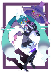 Rule 34 | 1girl, absurdres, artist request, creatures (company), game freak, gen 4 pokemon, ghost, ghost miku (project voltage), hatsune miku, highres, long hair, mismagius, nintendo, pokemon, project voltage, twintails, very long hair, vocaloid, yellow eyes