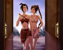 Rule 34 | 2011, 2girls, after swimming, alexielart, annoyed, arm at side, armpits, artist name, avatar: the last airbender, avatar legends, azula, bikini, bikini skirt, black hair, blue eyes, braid, braided ponytail, breasts, brown hair, cleavage, clenched hands, collarbone, cross-laced bikini, cross-laced clothes, deviantart username, evening, eyelashes, female focus, fingernails, hair bun, hand up, happy, implied yuri, legs, long hair, looking at another, medium breasts, midriff, multiple girls, navel, neck, official alternate costume, outdoors, parted bangs, parted lips, red bikini, side-by-side, sidelocks, single hair bun, smile, standing, swimsuit, thighs, tsundere, ty lee, water, water drop, wet, white bikini, yellow eyes
