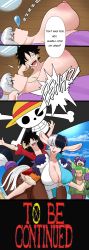 Rule 34 | absurdres, aftersex, breasts, breasts out, centaur, couple, happy, happy end, happy sex, highres, huge breasts, milk, projectile lactation, monkey d. luffy, nyabeyo, one piece, riding, sleeping, speed (one piece), taur