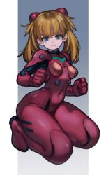 Rule 34 | 1girl, alternate hairstyle, blue eyes, bodysuit, breasts, closed mouth, curvy, full body, hair ornament, highres, interface headset, lentiyay, long hair, looking at viewer, medium breasts, neon genesis evangelion, orange hair, plugsuit, red bodysuit, shiny clothes, skin tight, solo, souryuu asuka langley, tsundere, twintails, two side up, very long hair
