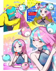 Rule 34 | 1girl, bellibolt, bow-shaped hair, character hair ornament, creatures (company), drinking straw, drinking straw in mouth, game freak, hair ornament, hexagon print, highres, iono (pokemon), jacket, long hair, low-tied long hair, multicolored hair, nintendo, oversized clothes, pink eyes, pink hair, pokemon, pokemon sv, sharp teeth, sleeves past fingers, sleeves past wrists, taiyo sketches, teeth, twintails, two-tone hair, very long hair, very long sleeves, x, yellow jacket