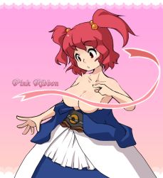 Rule 34 | 1girl, bad id, bad pixiv id, blueberry (5959), breasts, censored, clothes pull, convenient censoring, dress pull, female focus, large breasts, onozuka komachi, open clothes, red eyes, red hair, ribbon, short hair, solo, topless, touhou, twintails, two side up