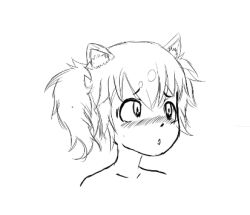 Rule 34 | 1girl, animal ear fluff, animal ears, ayano kuronami, blush, collarbone, cropped neck, female focus, head, lowres, monochrome, open mouth, original, portrait, riceball (unsafermike2002), sketch, solo, twintails, white background