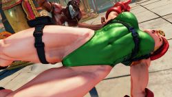 Rule 34 | 1boy, 3d, age difference, antenna hair, bare shoulders, blonde hair, blue eyes, braid, breasts, cammy white, covered navel, curvy, dhalsim, fighting, gloves, green leotard, hat, highleg, highleg leotard, highres, large breasts, leotard, lips, long hair, red gloves, red hat, ryona, screencap, shiny clothes, solo, street fighter, street fighter v, thighs, third-party edit, thong leotard, twin braids, very long hair, wide hips