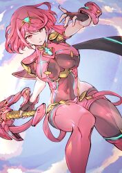Rule 34 | 1girl, aegis sword (xenoblade), breasts, highres, large breasts, pyra (xenoblade), red eyes, red hair, solo, ug333333, xenoblade chronicles (series), xenoblade chronicles 2