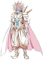 Rule 34 | 1boy, alien, armor, boots, cape, concept art, cyclops, full body, lord boros, male focus, muscular, official art, one-eyed, one-punch man, pink hair, pointy ears, simple background, solo, spiked hair, spikes, standing, white background