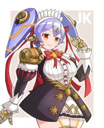 Rule 34 | 1girl, android, artist request, blue hair, breasts, denoukuraimakku, highres, large breasts, long hair, looking at viewer, maid, nintendo, orange eyes, poppi (xenoblade), poppi qt (xenoblade), purple hair, ribbon, smile, solo, standing, twintails, xenoblade chronicles (series), xenoblade chronicles 2