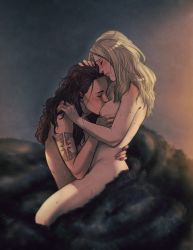 Rule 34 | 2girls, blush, grabbing another&#039;s breast, breast sucking, breasts, clarke griffin, grabbing, hand on another&#039;s head, lexa (the 100), multiple girls, nude, sweat, tattoo, the 100, yuri