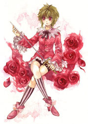 Rule 34 | 1girl, asellus (saga frontier), bad id, bad pixiv id, breasts, dress, flower, green hair, red flower, red rose, rose, saga, saga frontier, shiroma (mamiko), short hair, solo