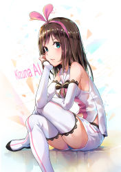 Rule 34 | 1girl, absurdres, bare shoulders, blue eyes, blush, boots, breasts, brown hair, character name, detached sleeves, hairband, hand on own cheek, hand on own face, highres, kizuna ai, kizuna ai inc., lace, lace-trimmed legwear, lace-trimmed sleeves, lace trim, long hair, looking at viewer, looking to the side, medium breasts, mr.lime, multicolored hair, pink hair, pink hairband, shirt, short shorts, shorts, sleeveless, sleeveless shirt, thigh boots, thighhighs, two-tone hair, virtual youtuber, white shorts, white thighhighs