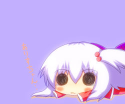 Rule 34 | 1girl, black eyes, chibi, female focus, hair bobbles, hair ornament, long hair, mystic square, noiz, open mouth, shinki (touhou), side ponytail, silver hair, simple background, solid circle eyes, tears, touhou, touhou (pc-98), wings