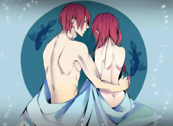 Rule 34 | 10s, 1boy, 1girl, ass, bare back, brother and sister, fish, free!, from behind, hand on back, hetero, incest, matsuoka gou, matsuoka rin, nude, red hair, siblings