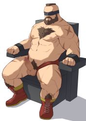 Rule 34 | 1boy, abs, absurdres, bara, beard, blindfold, bound, bound arms, briefs, chest hair, erection, facial hair, full body, highres, large pectorals, male focus, male pubic hair, male underwear, mature male, mohawk, muscular, muscular male, mustache, navel, nipples, pectorals, penis, pubic hair, red male underwear, ryker, scar, scar on arm, scar on leg, shoes, short hair, sitting, solo, stomach, street fighter, street fighter zero (series), thick thighs, thighs, uncensored, underwear, underwear only, zangief