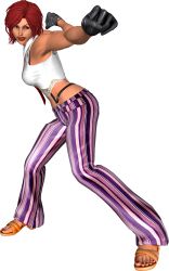 Rule 34 | 1girl, absurdres, ass, gloves, highres, lipstick, makeup, mature female, necktie, pants, red eyes, red hair, shirt, smile, snk, suspenders, the king of fighters, the king of fighters xv, vanessa (kof), white shirt
