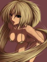 Rule 34 | 1990s (style), 1girl, barbariccia, bare shoulders, bent over, bikini, blonde hair, breasts, cleavage, female focus, final fantasy, final fantasy iv, long hair, solo, swimsuit, tro, very long hair
