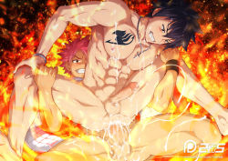 Rule 34 | &gt;:), 2boys, abs, anal, angry, bara, black eyes, black hair, bracelet, censored, closed eyes, closed mouth, cross, cum, cum in ass, cum on body, cum on male, cum on upper body, ejaculation, erection, fairy tail, fire, gray fullbuster, hair between eyes, jewelry, leg grab, male focus, male penetrated, mosaic censoring, multiple boys, muscular, natsu dragneel, necklace, nipples, nude, open mouth, patreon logo, patreon username, penis, pink hair, projectile cum, scarf, sex, signature, smille, spiked hair, spread legs, sweat, sweatdrop, tattoo, testicles, white scarf, yaoi, yellow eyes, zamius
