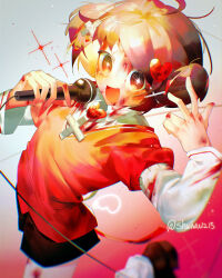 Rule 34 | + +, 1boy, absurdres, ahoge, black footwear, black shorts, blood, blood on clothes, blood on face, blood on hands, borrowed character, bright pupils, child, collared shirt, crying, crying with eyes open, gradient background, hair ornament, handy capper (vocaloid), heart, heart hair ornament, highres, holding, holding microphone, long sleeves, looking at viewer, male focus, microphone, music, open mouth, oyo-kun, puffy short sleeves, puffy sleeves, red background, red eyes, red shirt, shirt, short hair, short sleeves, short twintails, shorts, shuiwu1215, singing, smile, socks, solo, tears, twintails, w, white background, white pupils, white shirt, white socks, x hair ornament