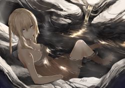 Rule 34 | 10s, 1girl, bath, blonde hair, blue eyes, breasts, graf zeppelin (kancolle), hews, kantai collection, long hair, long legs, looking at viewer, nude, onsen, shiny skin, solo, twintails, water, wet