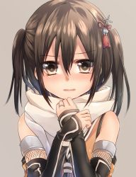 Rule 34 | 10s, 1girl, brown eyes, brown hair, elbow gloves, gloves, hair ornament, jewelry, kantai collection, keita (tundereyuina), ring, scarf, school uniform, sendai (kancolle), sendai kai ni (kancolle), serafuku, short hair, solo, twintails, two side up, wedding band