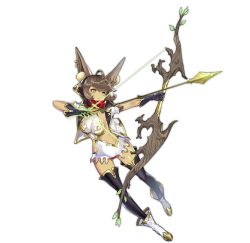 Rule 34 | 1girl, ahoge, animal ear fluff, animal ears, ark order, arrow (projectile), black gloves, black thighhighs, boots, bow (weapon), braid, breasts, brown hair, clothing cutout, dark skin, drawing bow, ear piercing, full body, gloves, gold trim, green eyes, hair tubes, holding, holding arrow, holding bow (weapon), holding weapon, jacket, jewelry, large breasts, official art, piercing, pppppan, red scarf, ring, scarf, shirt, short hair, short sleeves, shorts, side braid, side cutout, sideboob, sidelocks, solo, tachi-e, thighhighs, transparent background, twin braids, vali (ark order), weapon, white footwear, white jacket, white shirt, white shorts, wing collar