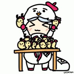 Rule 34 | &gt; &lt;, 1girl, animated, animated gif, azur lane, chicken costume, fubuki (azur lane), fubuki (mascot bucky) (azur lane), fubuki (mascot bucky) (azur lane), lowres, stuffed toy, seseren
