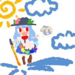 Rule 34 | child&#039;s drawing, cloud, crayon, drawing, hinanawi tenshi, keystone, sun, touhou, yaise