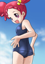 1girl harukaze_doremi ojamajo_doremi pink_eyes red_hair satsuki_yamai swimsuit tagme