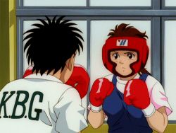 Rule 34 | 1girl, 4boys, animated, animated gif, black hair, blood, brown hair, character request, embarrassed, hajime no ippo, lowres, multiple boys, nosebleed